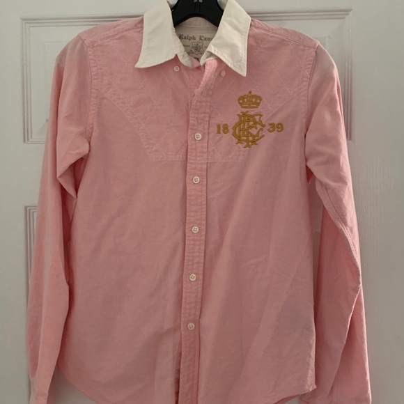ralph lauren pink button down shirt